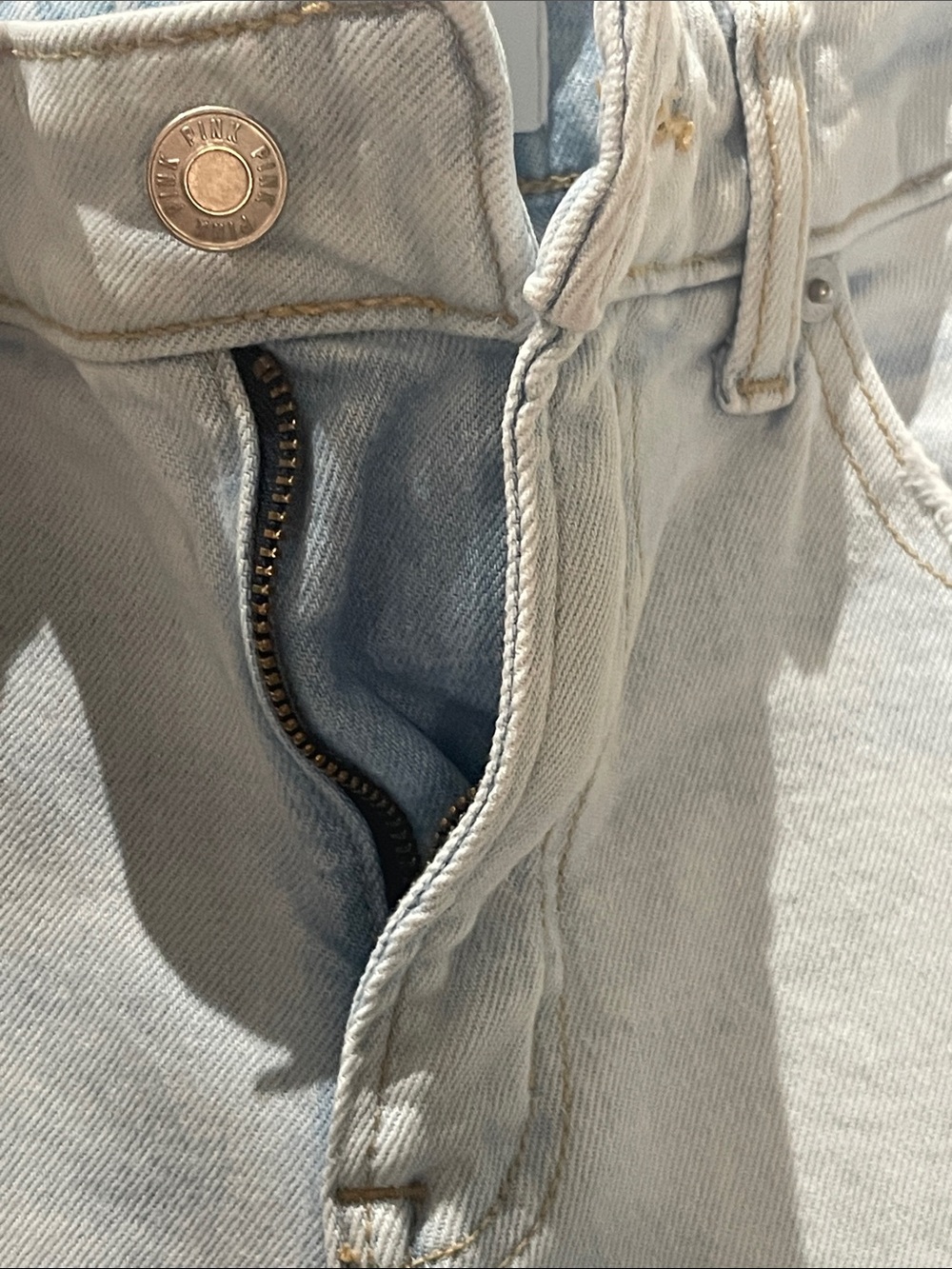 PINK Victoria's Secret Light Blue Distressed Wide-Leg Jeans - Picture 3 of 10